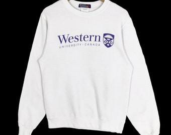 vintage Western University Canada Sweat-shirt ras du cou Pull-over Pull gros logo NCAA Collegiate Streetwear Taille S