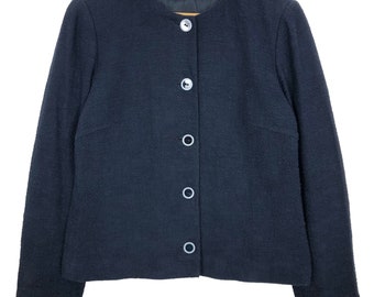 Vintage Agnes B Paris Cotton Jacket: French Designer Button Up Coat, Size 42