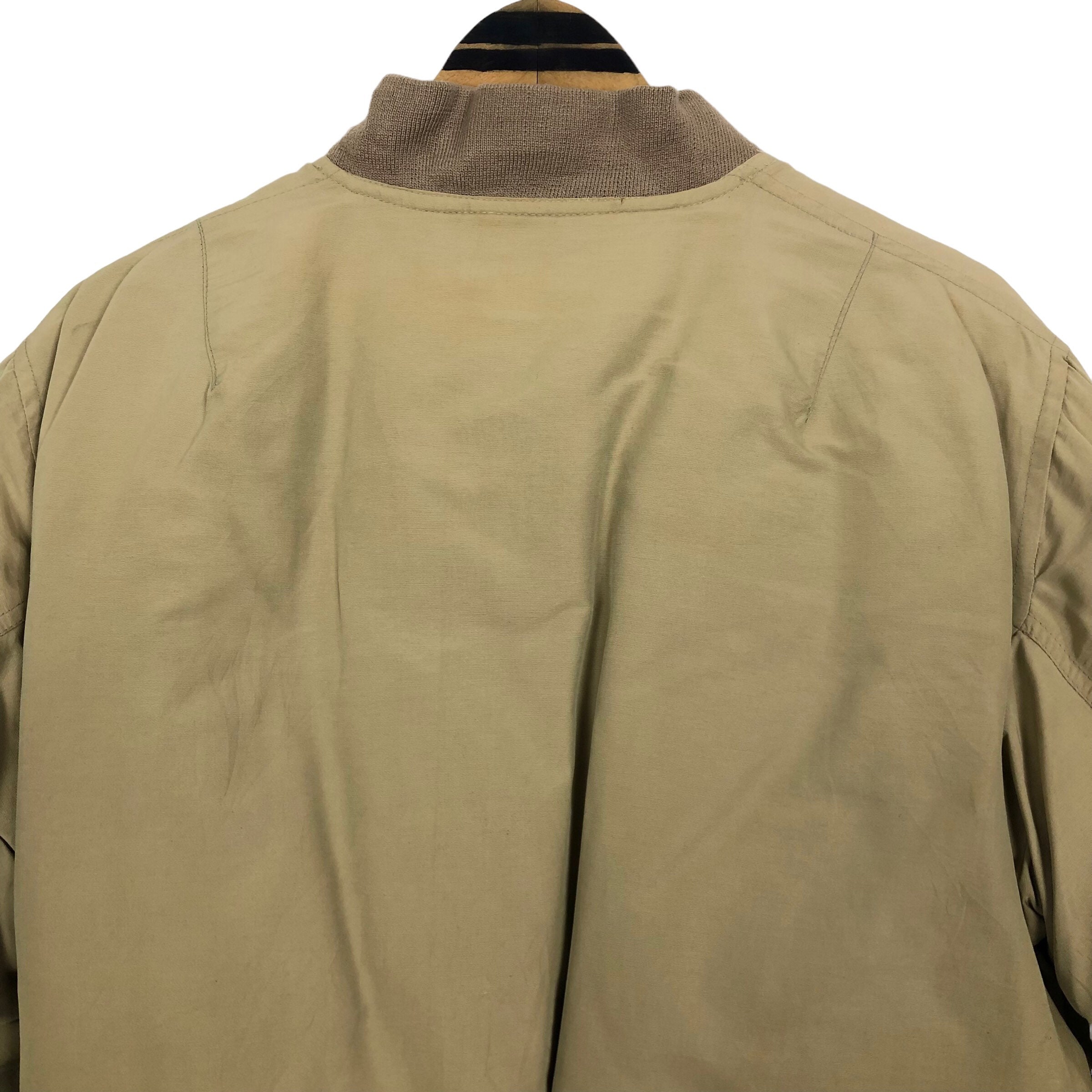 Vintage 90s Polo Ralph Lauren Beige Down Bomber Jacket: Oversized 