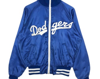 Vintage 80er Jahre LA Dodgers Varsity Jacke: Gesticktes Big Logo, Made In USA