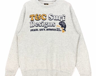 Vintage T&C Surf Hawaii Crewneck-tröja - Pearl City Big Logo (storlek L)