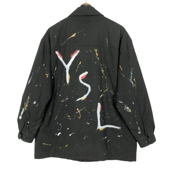 Vintage 00s Yves Saint Laurent Pour Homme Paint Splatter Parka Big