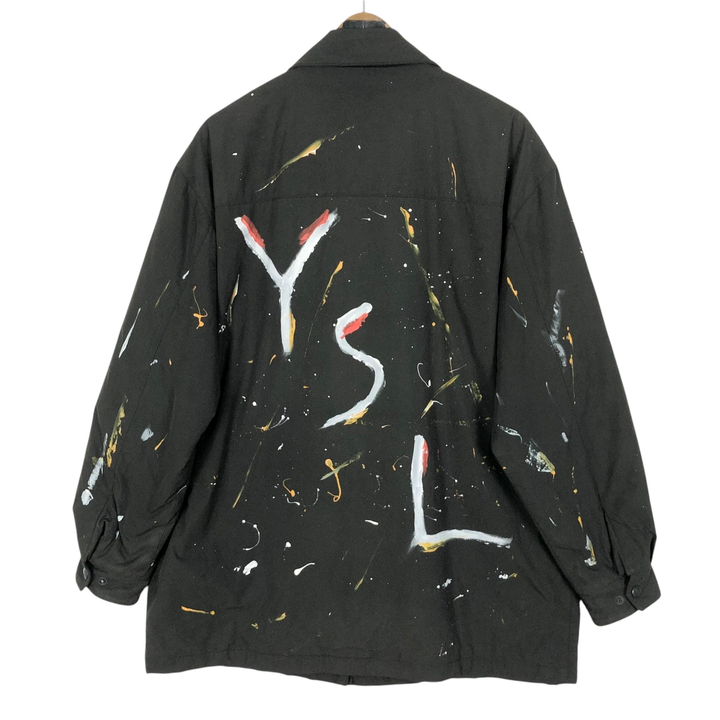 90s Yves Saint Laurent 装飾デザインジャケット N3282 Vintage 00s Yves Saint Laurent Pour Homme Paint Splatter Parka Big