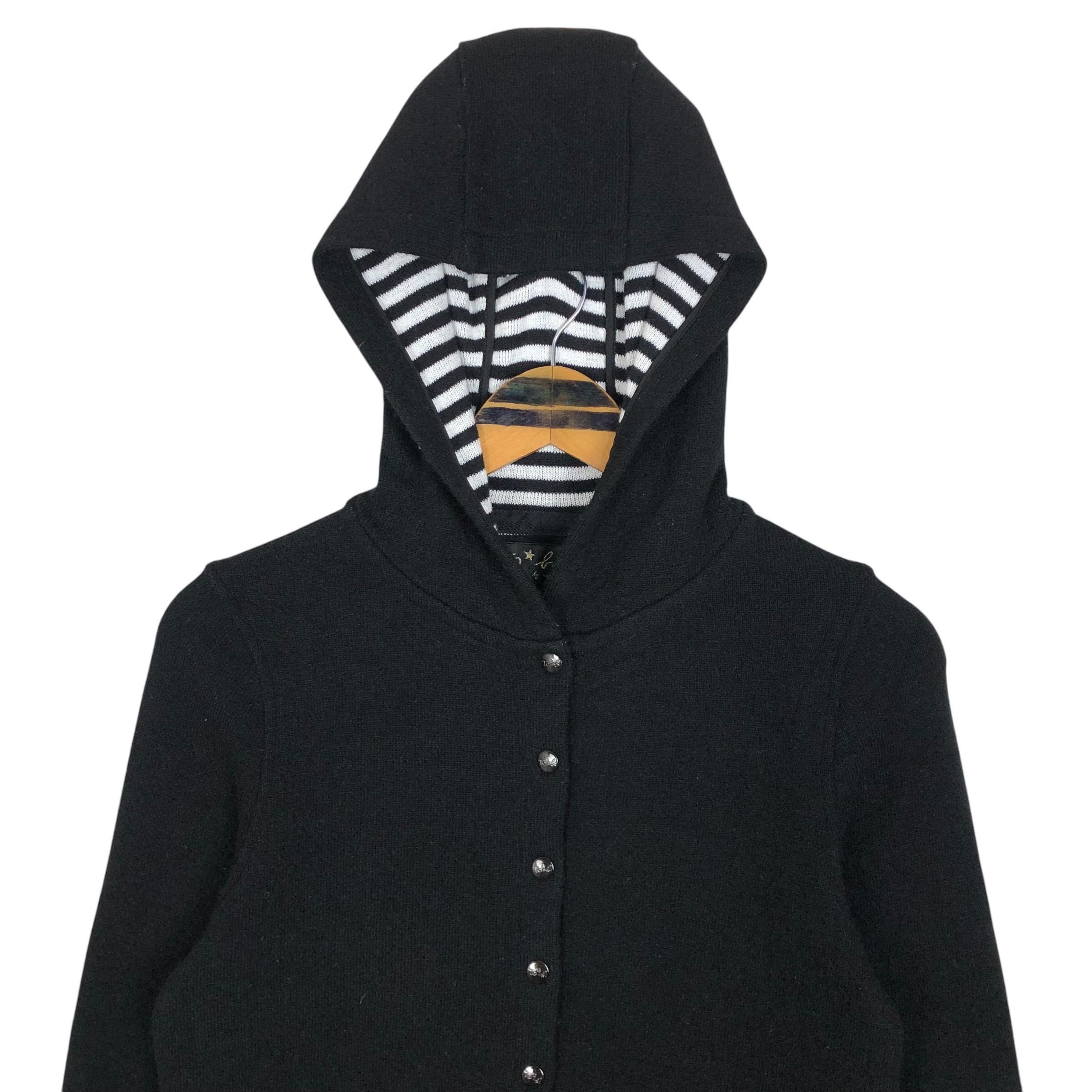 Vintage Agnes B Paris Hooded Sweater: Snap Button Black Hoodie