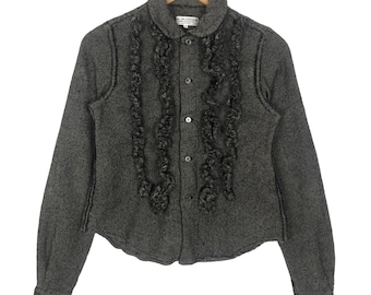 Camicetta vintage in lana Comme Des Garcons - Volant sul davanti, prodotta in Giappone - Taglia S