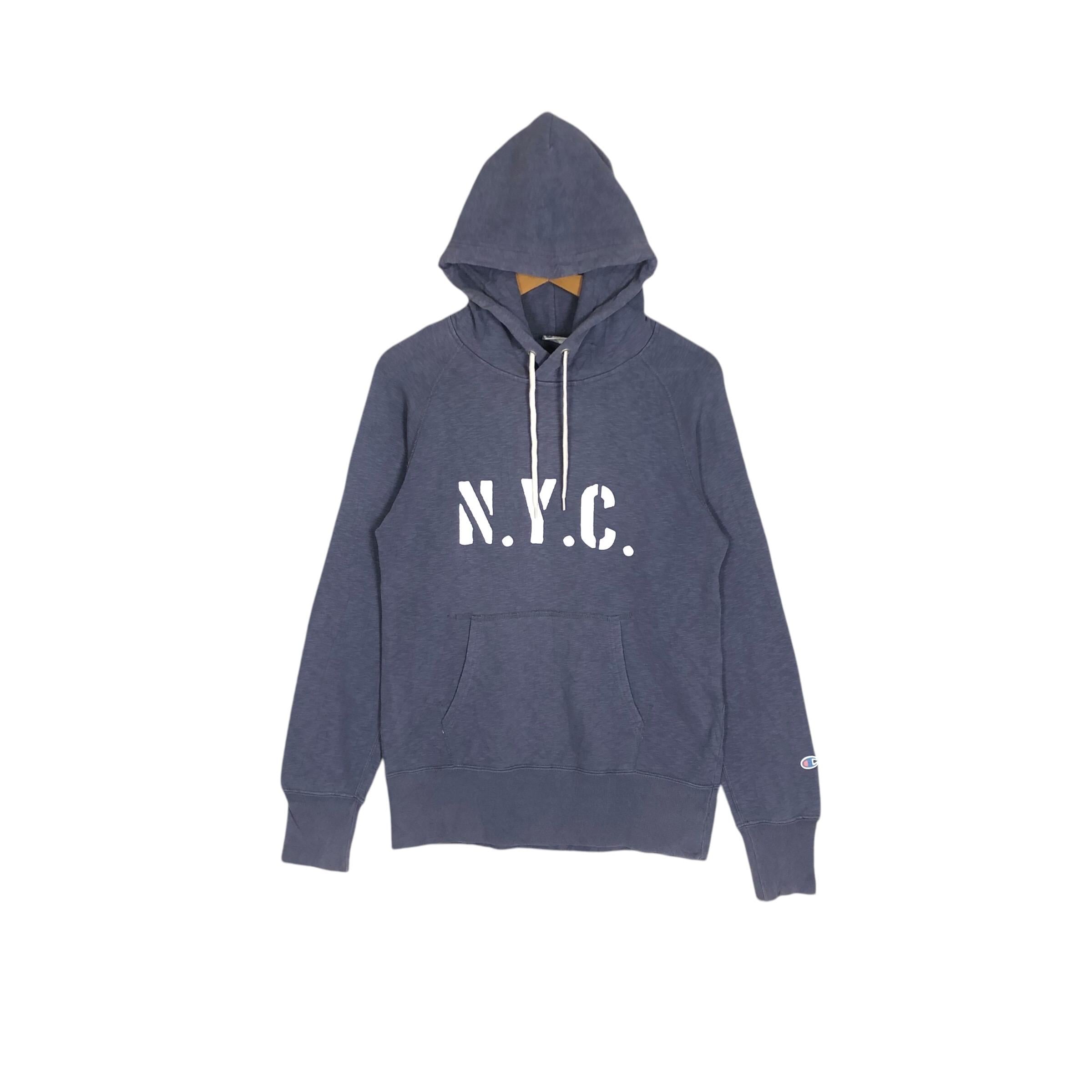 Vintage 50s 90s Champion NYC Hooded Sweater Made in USA Pullover