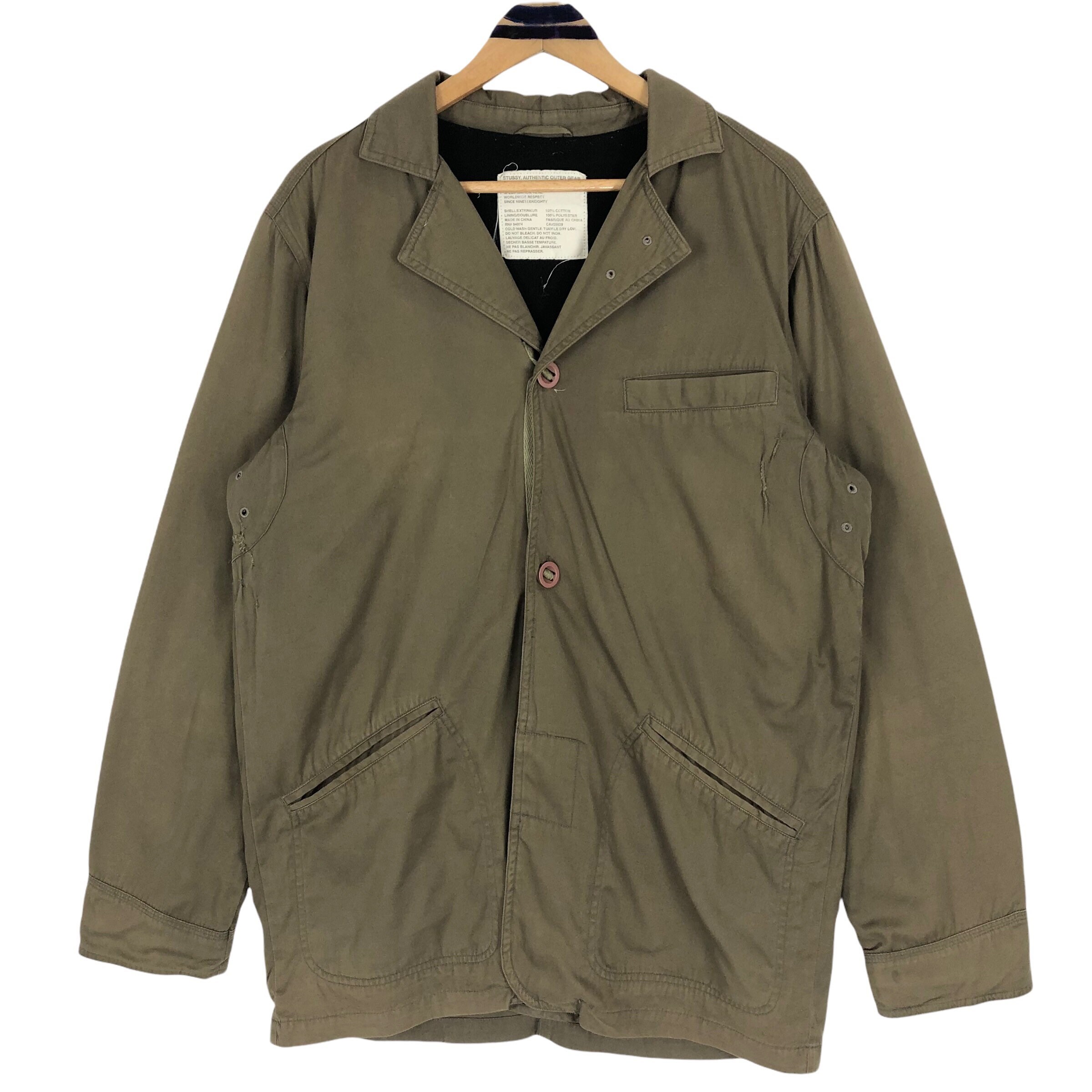 Vintage Stussy Authentic Outer Gear Light Jacket Workwear Streetwear Worker Jacket Skatewear Size M
