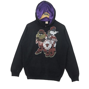 Vintage 90s NBA Chicago Bulls X Bugs Bunny Space Jam Hoodie Pullover Big Logo Sweatshirt Warner Bros Made In Canada Streetwear Size M