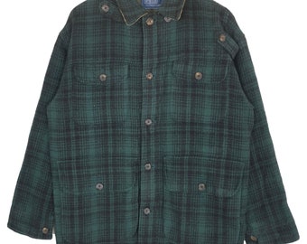 Vintage Ralph Lauren Check Jacket XL 90s Overshirt 1/4 Zip