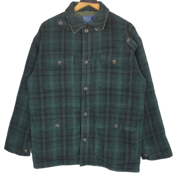 Vintage 90s Polo by Ralph Lauren Plaid Barn Coat Parka Light