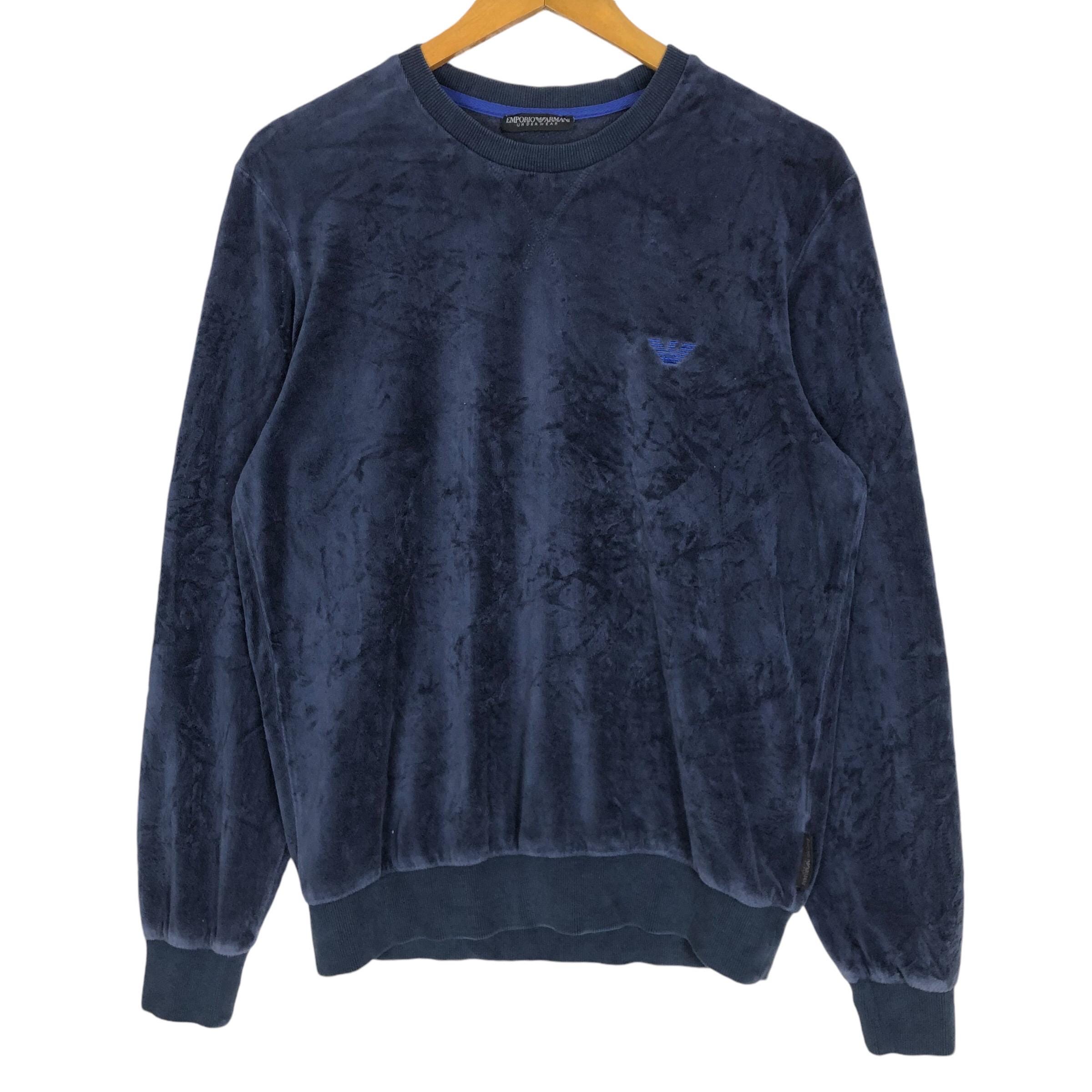 Emporio Armani Crewneck Velvet Sweatshirt Pullover Fleece Sweater