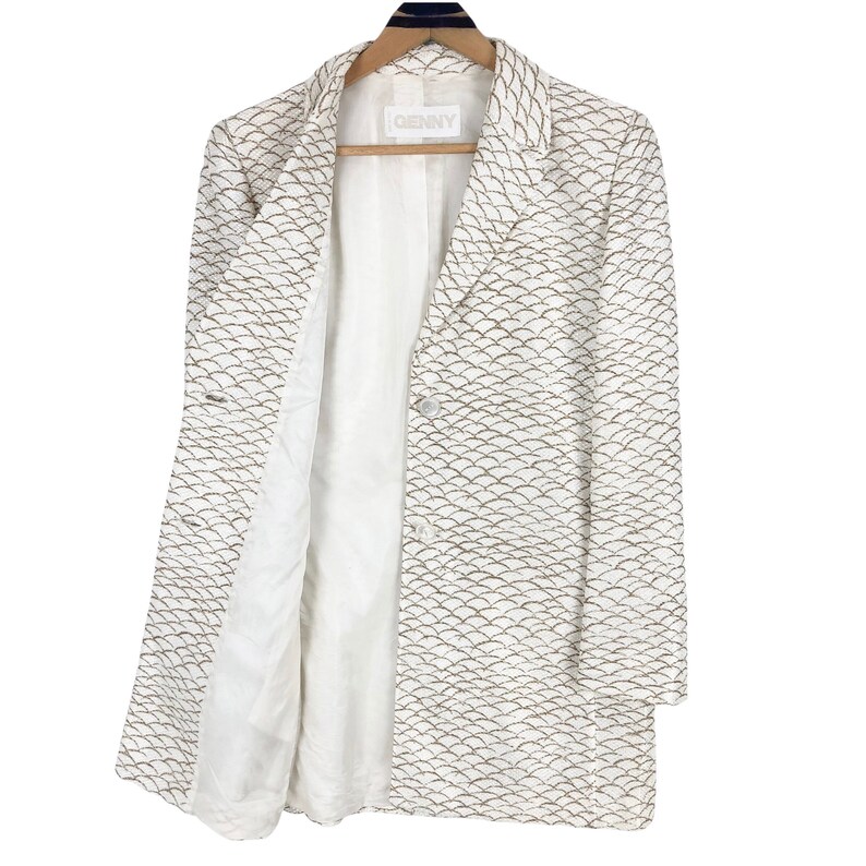 Genny Viscose Blazer Fish Scale Pattern Single Breasted Two Etsy