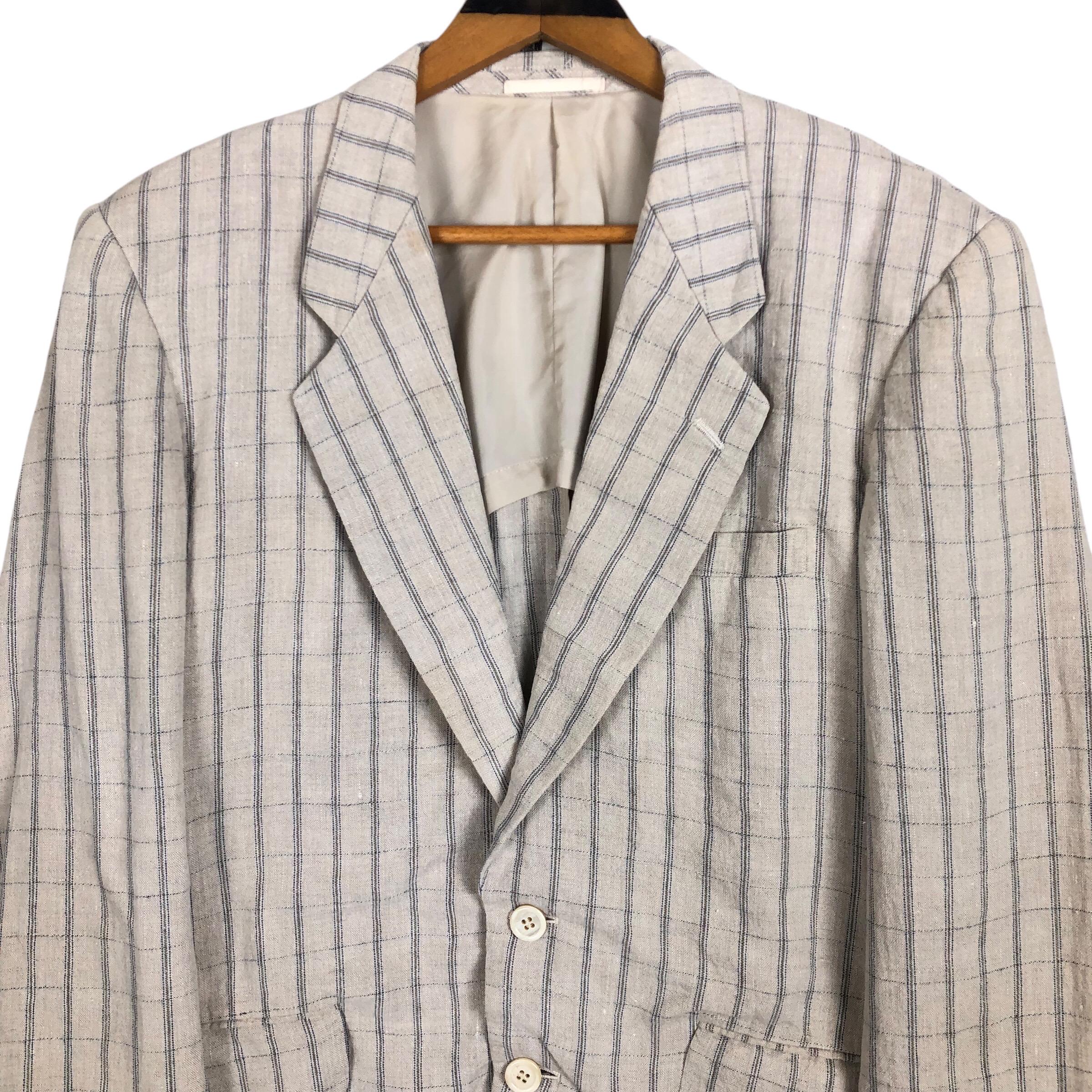 Vintage Comme Des Garcons Homme S/S 1991 Linen Plaid Blazer Light