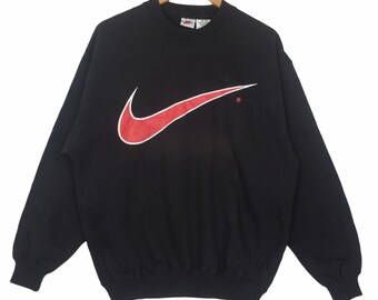 Vintage jaren 90 Nike-sweater met ronde hals Nike-sweater met groot vintage swoosh-logo