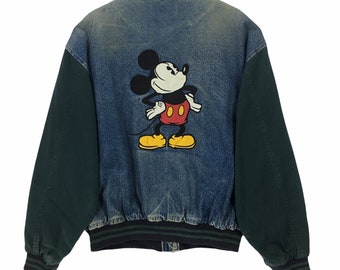 Vintage Mickey Mouse Denim Varsity Jacket