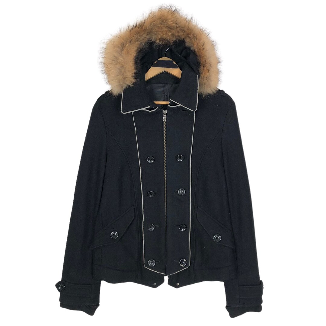 PPFM Wool Fur Hooded Jacket Full Zip Detachable Hoodie Peyton