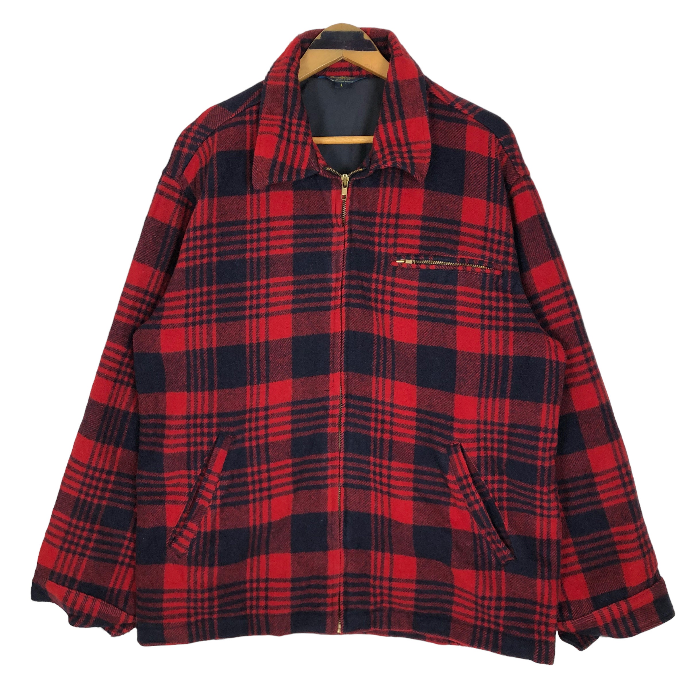 ジャケット・アウター OLD(USA billblass overcoat Vintage 1980s Men's Red Wool Jacket With Large Pockets by