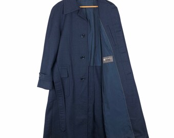 Vintage Guy Laroche Paris Trench Coat: Navy Blue Designer Overcoat