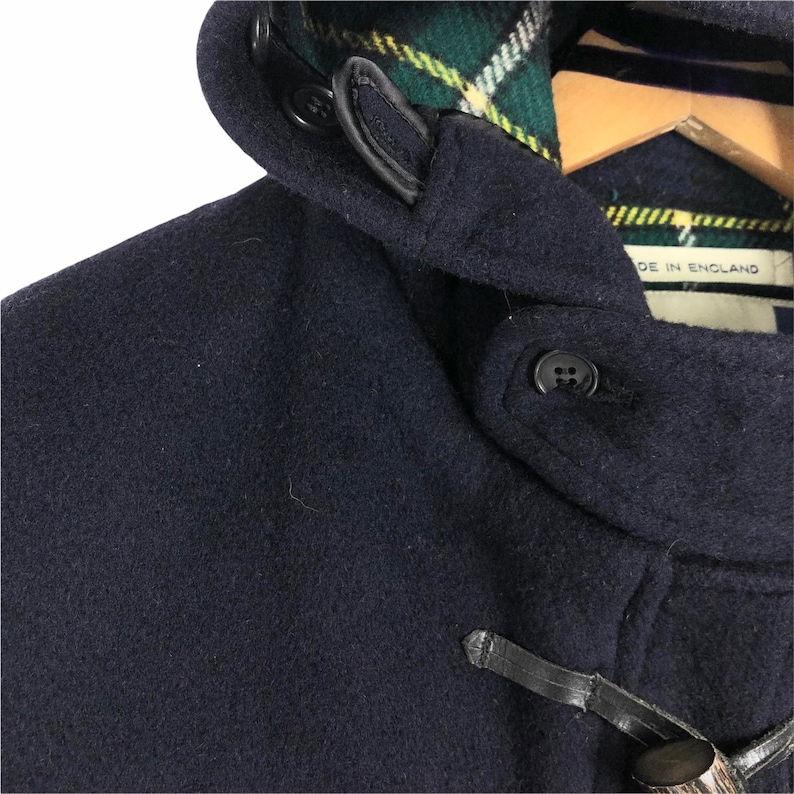 Vintage 90s Gloverall Duffle Coat Tartan Navy Dressgordon Virgin Wool ...