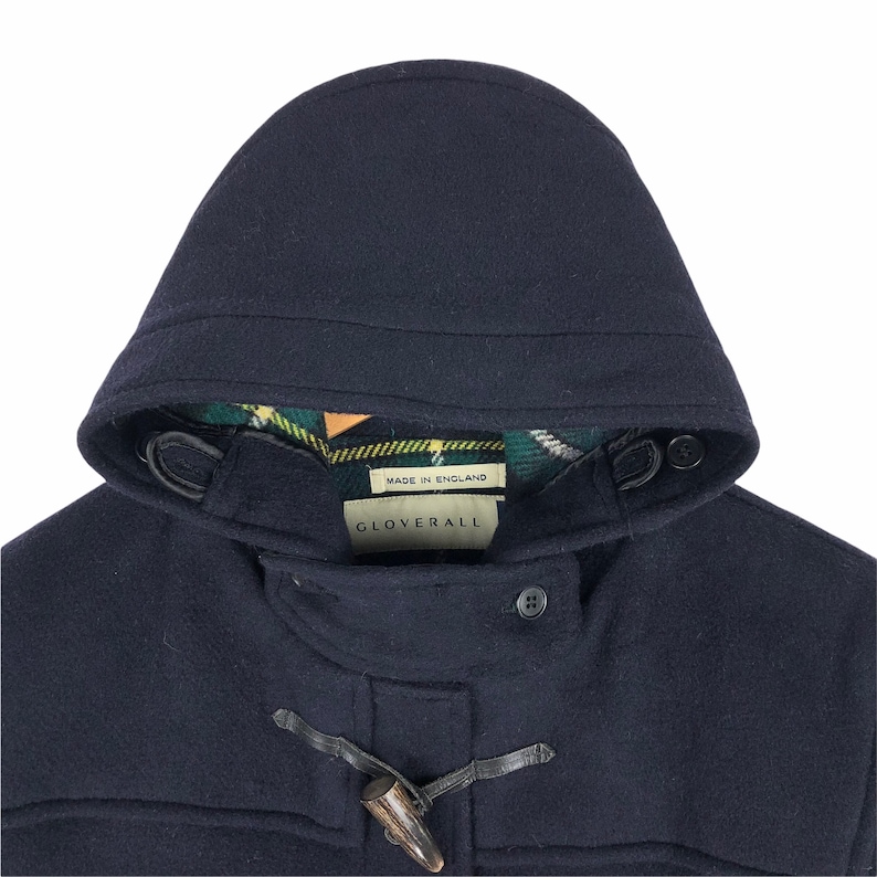Vintage 90s Gloverall Duffle Coat Tartan Navy Dressgordon Virgin Wool ...