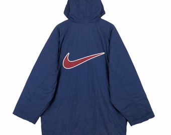 Vintage 90s Nike Swoosh Warmer Jacket Winter Jacket Hoodie Big Logo Embroidery Sweater Streetwear Oversized Size 3XL