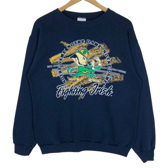 Vintage 90s University of Notre Dame Fighting Irish Crewneck Sweatshirt  Pullover Big Logo TNT NCAA Collegiate Streetwear Size S 