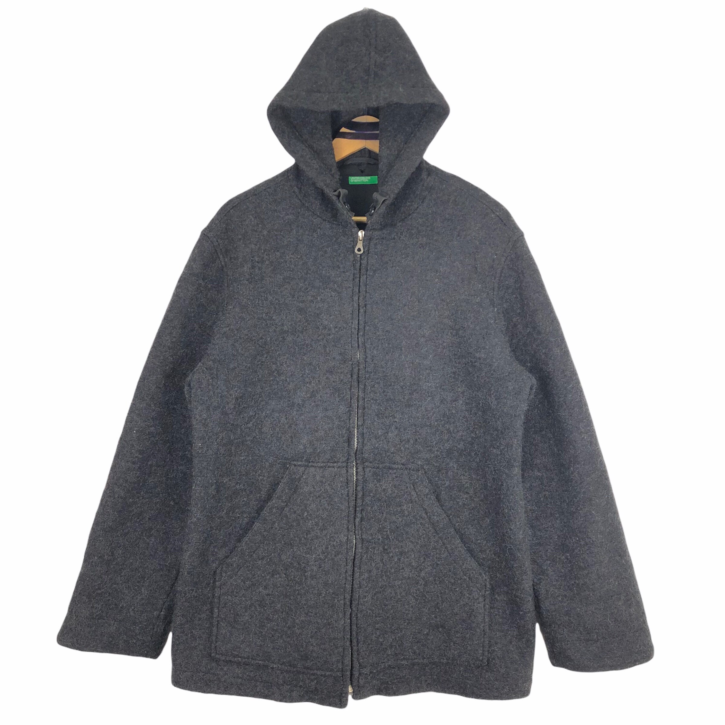 【UNITED COLORS OF BENETTON】ウールジャケット　サイズS Pure cotton sweatshirt with zipper - Black | Benetton