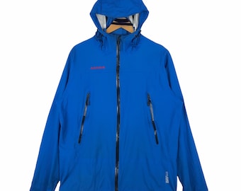 Mammut Dry Tech Windbreaker Jacket: Blue Zip Up Hoodie, Size L