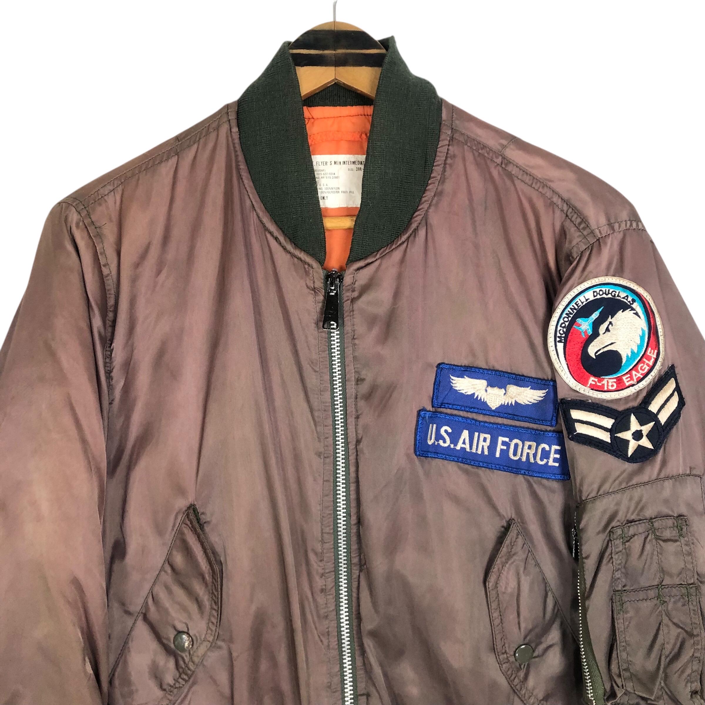 ジャケット・アウター 90s US.AIR.FORTH Houston flight jacket M Vintage 90s Houston US Air Force Type MA-1 Bomber Jacket