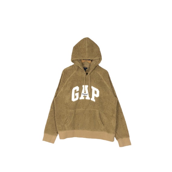 Vintage GAP fleece hoodie trui trui groot logo sweatshirt borduurwerk spell Out Streetwear oversized maat XL Etsy Nederland