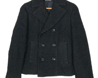 Vintage Tricot Comme Des Garcons Wool Tweed Peacoat - 2005AW Double Breasted Jacket Size M