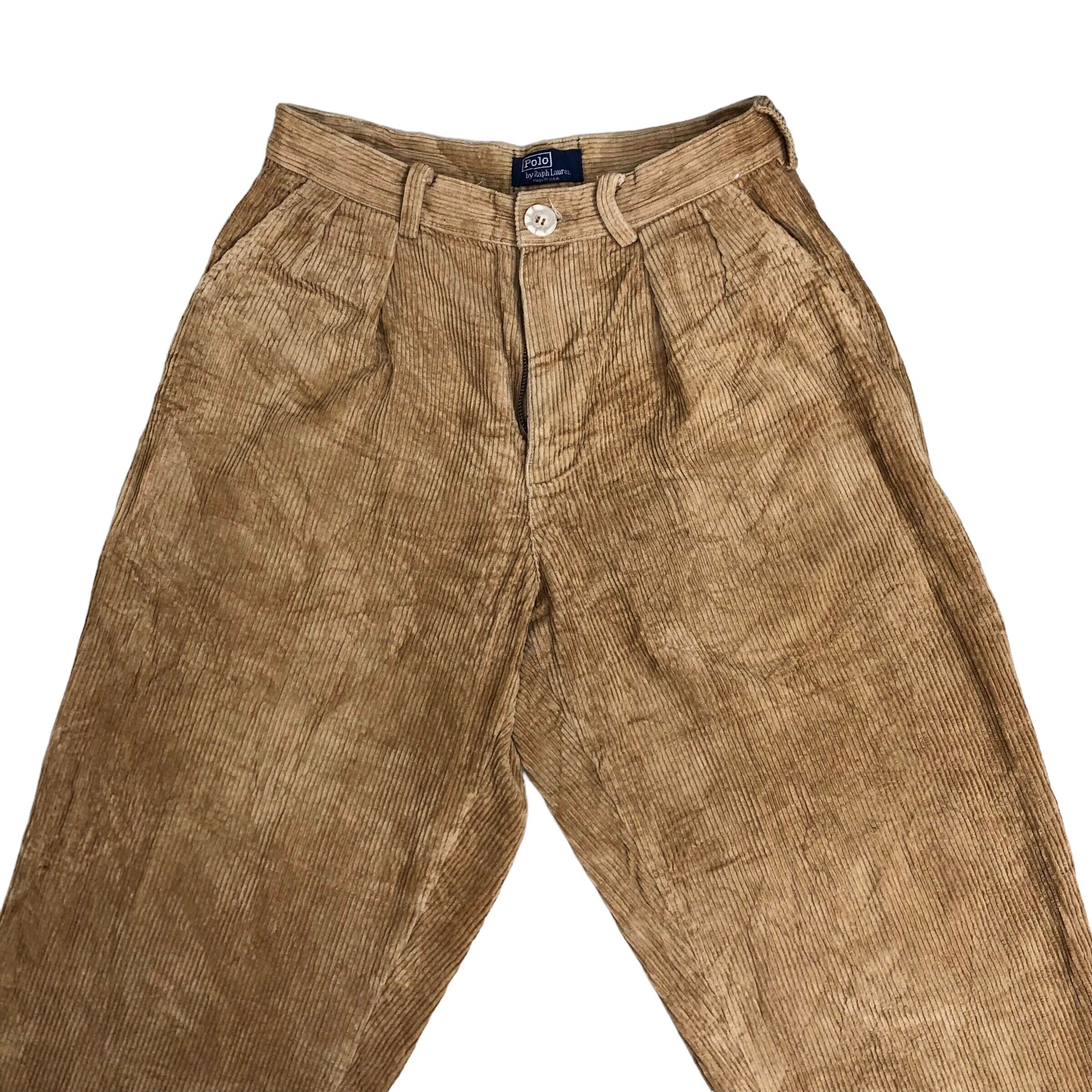 Vintage 90s Polo Ralph Lauren Corduroy Pants: Pleated Baggy