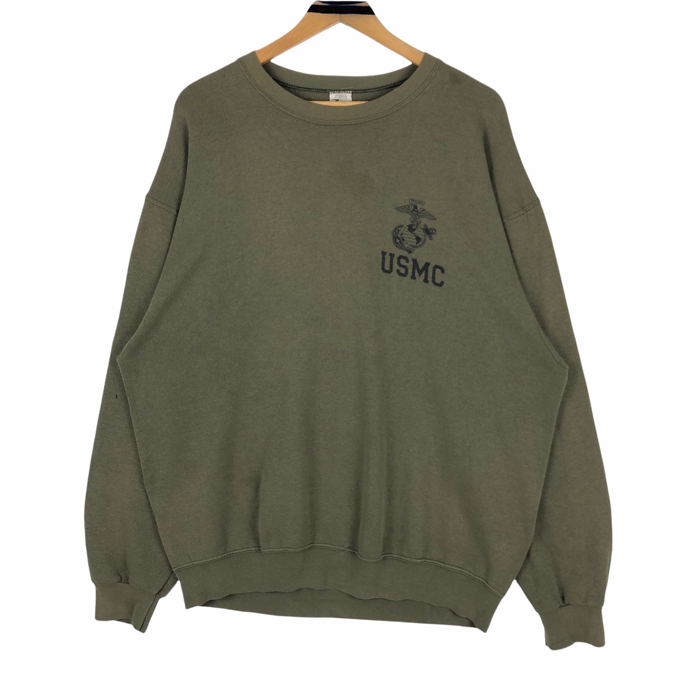 Vintage 90s United States Marine Corps USMC Crewneck Sweatshirt Campbellsville Apparel Streetwear Military Made in Kentucky USA Size XL