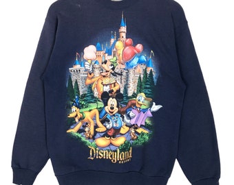 Vintage 90s Walt Disney Disneyland Resort Crewneck Sweatshirt Pullover Sweater Big Logo Disney Park Streetwear Size S