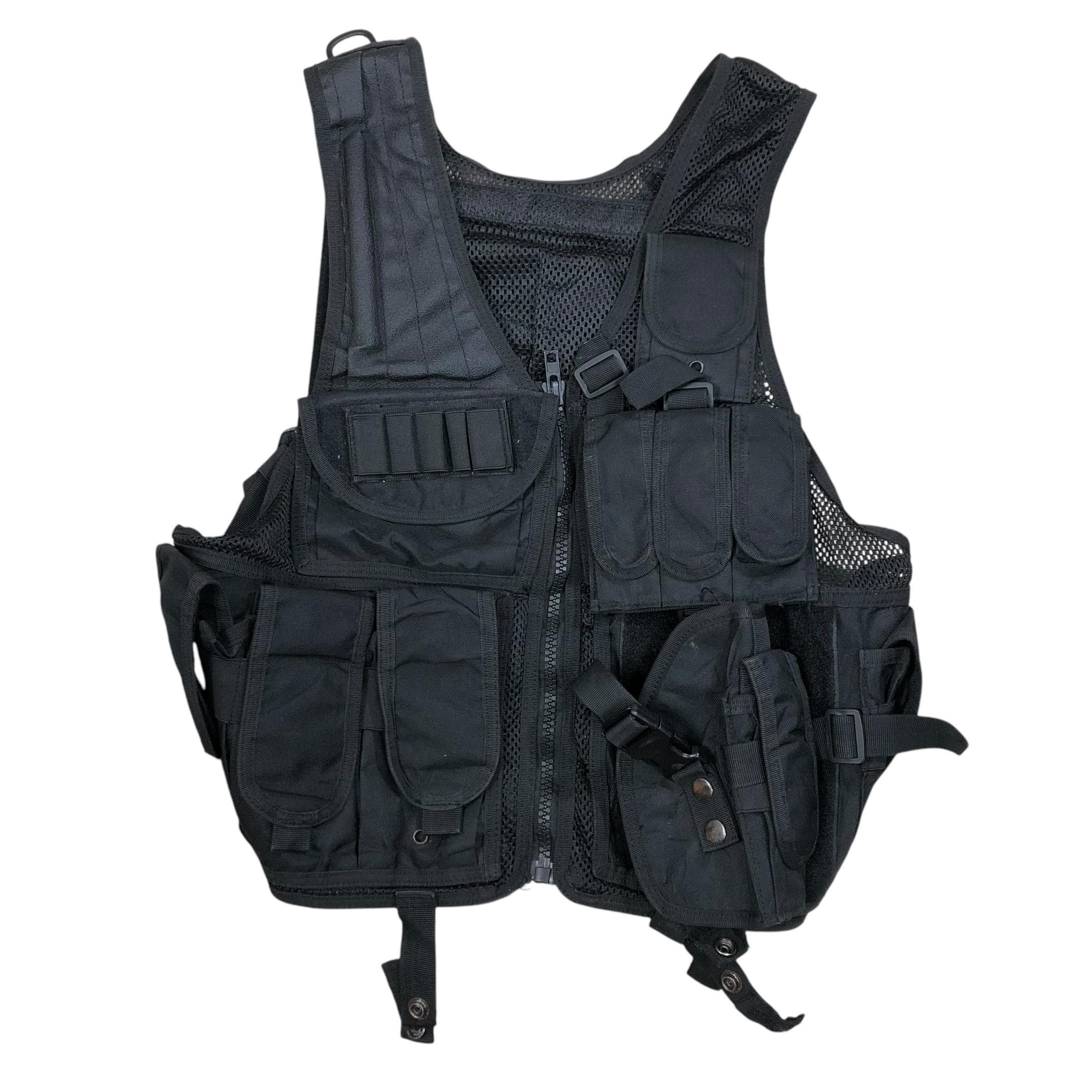 Vintage Black Tactical Vest: Military Grade Multifunction