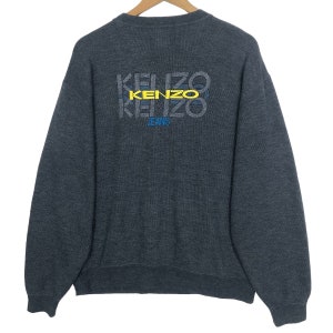 Vintage Kenzo Jeans Sweatshirt: Big Logo Embroidery, Japanese Streetwear (Size L)