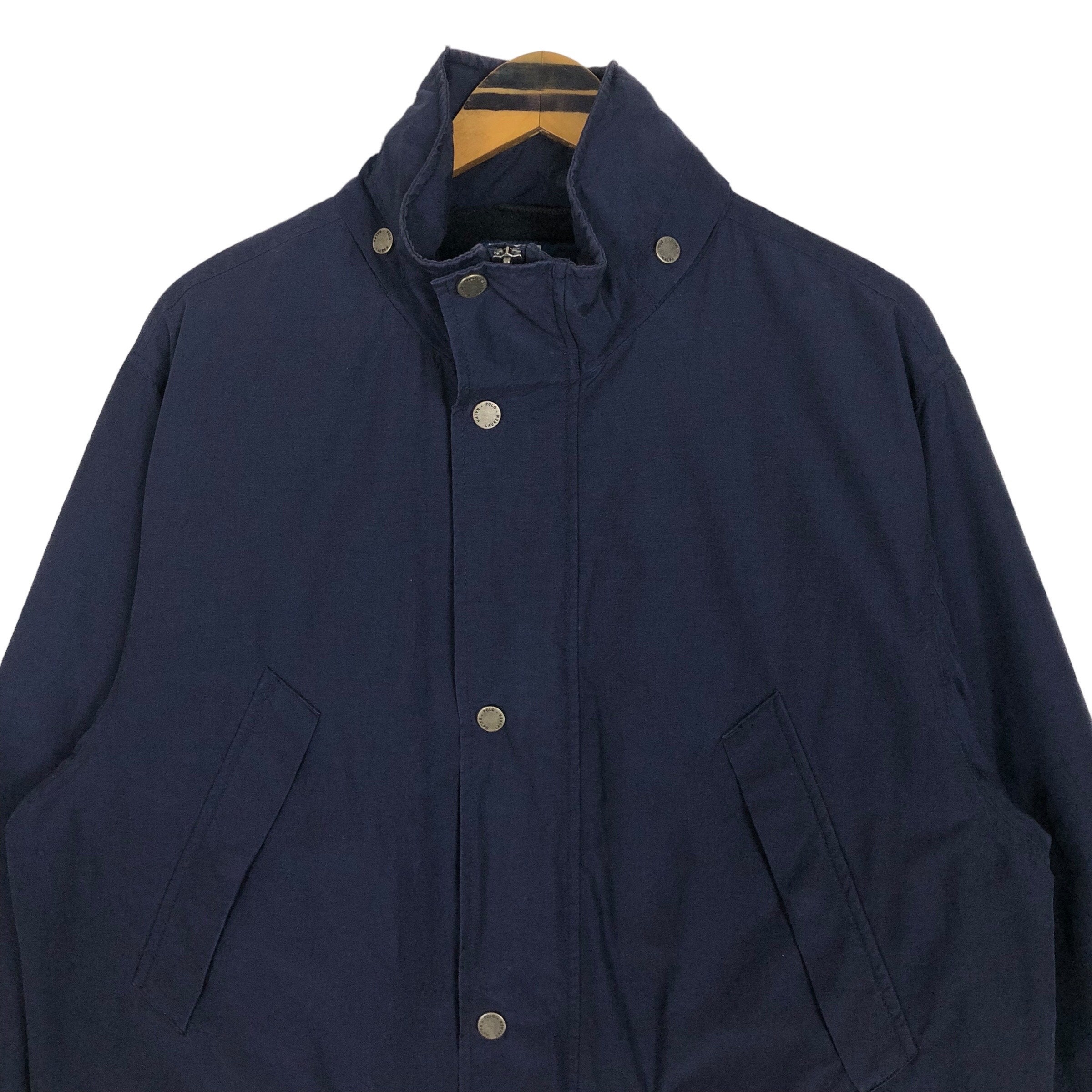 Vintage 90s Polo Ralph Lauren Navy Parka Jacket, Quilted Lining 