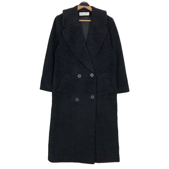 Vintage 90s Christian Dior Wool Trench Coat Lambs… - image 1