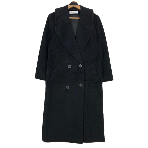 Vintage 90s Christian Dior Wool Trench Coat Lambs… - image 1