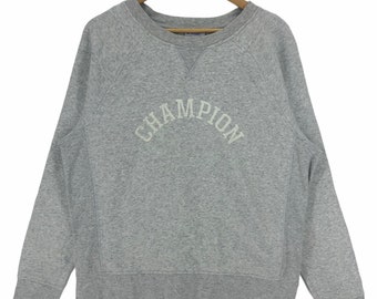 Vintage Champion Crewneck Sweatshirt Pullover Big Logo Spell Out Embroidery Streetwear Size L