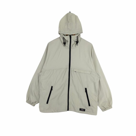 Buy Vintage LL Bean Windbreaker Jacket: Beige Nylon Zip-up Hoodie 