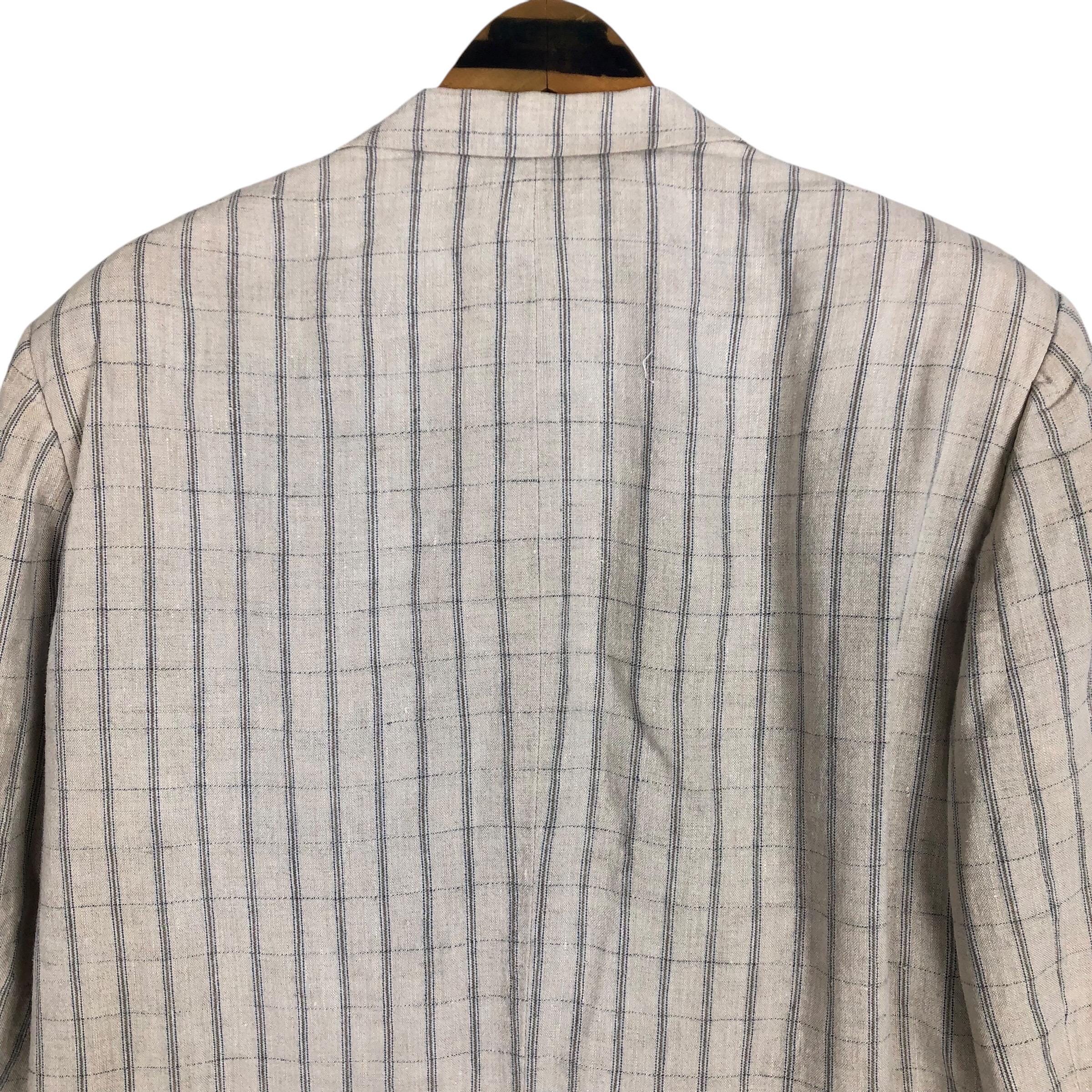 Vintage Comme Des Garcons Homme S/S 1991 Linen Plaid Blazer Light