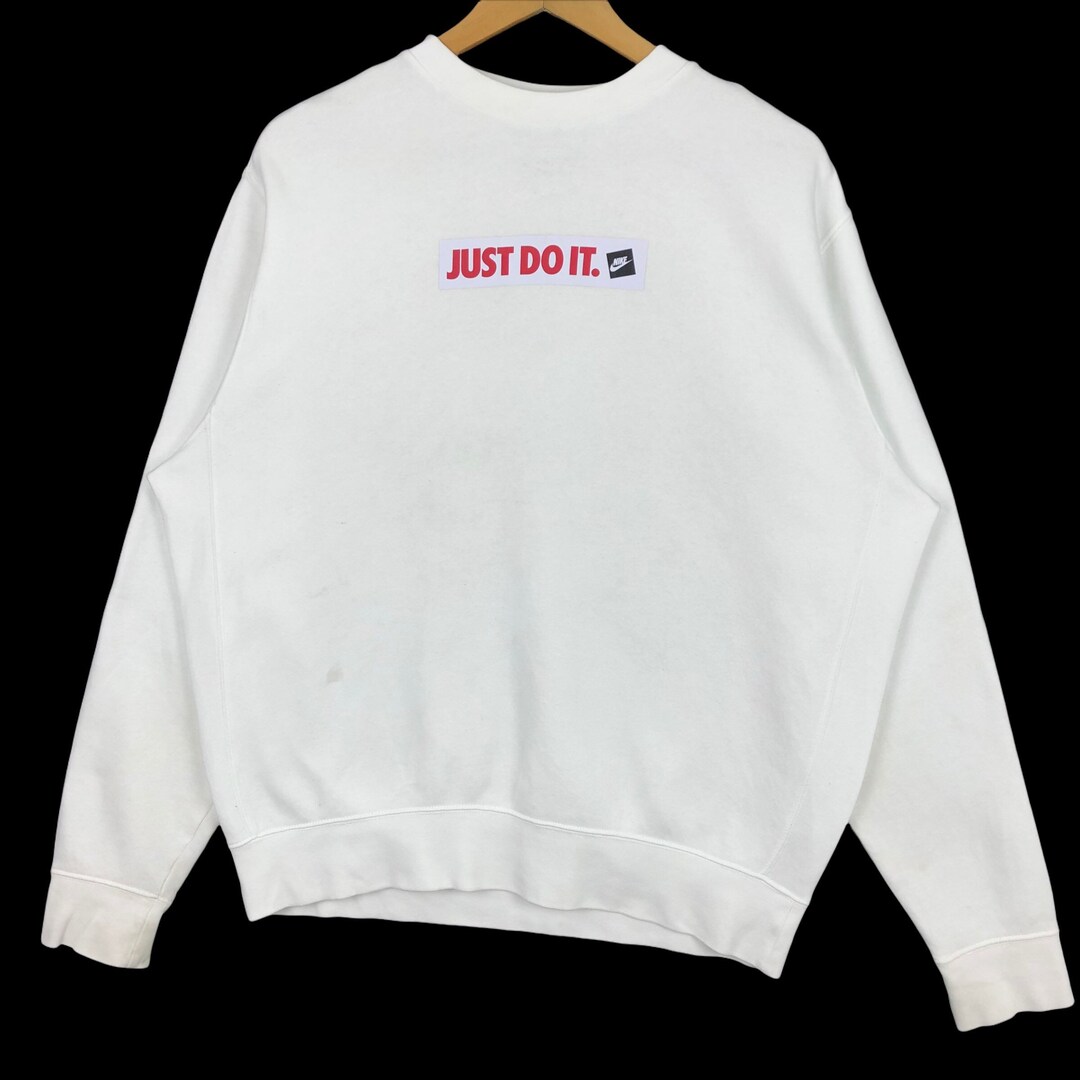 Nike Just Do It Crewneck Sweatshirt Nike Swoosh Pullover Small Logo Streetwear Nike Block Logo Sportswear Vintage Size M Etsy Ireland