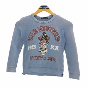 Vintage Hysteric Glamour Mini Junior Kids Crewneck Sweatshirt Pullover Big Logo Pinholes Japanese Brand Designer Nobuhiko Kitamura Size 120