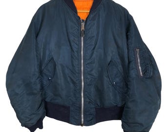 Vintage 90s Alpha Industries MA-1 Reversible Bomber Jacket/size M