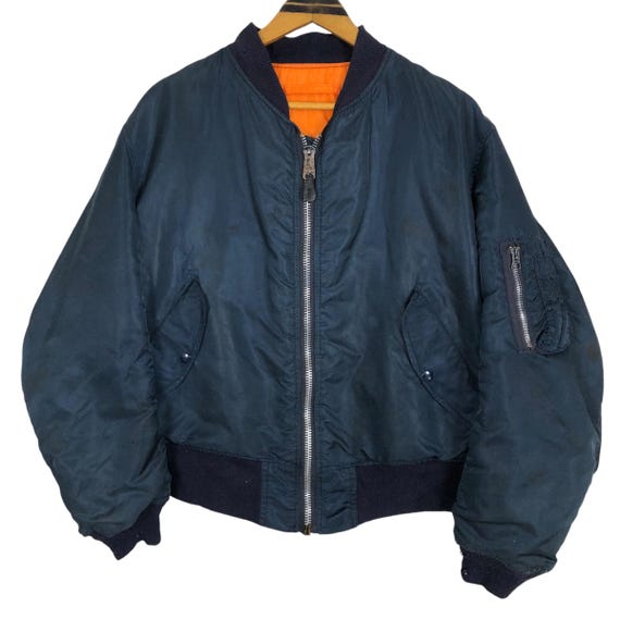 Vintage 90s Alpha Industries Reversible Bomber Jacket - Made in