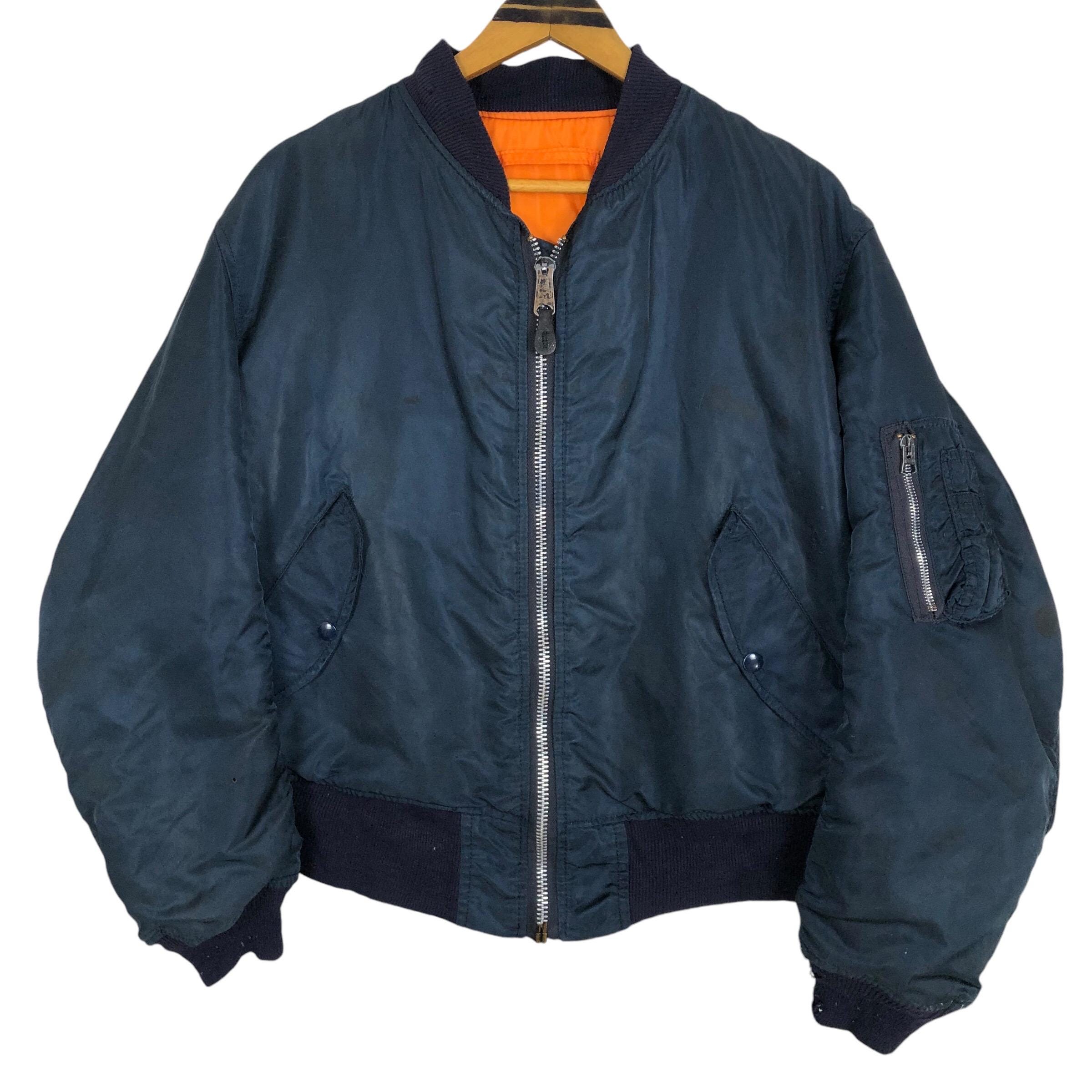 Vintage 90s Alpha Industries Reversible Bomber Jacket - Made in