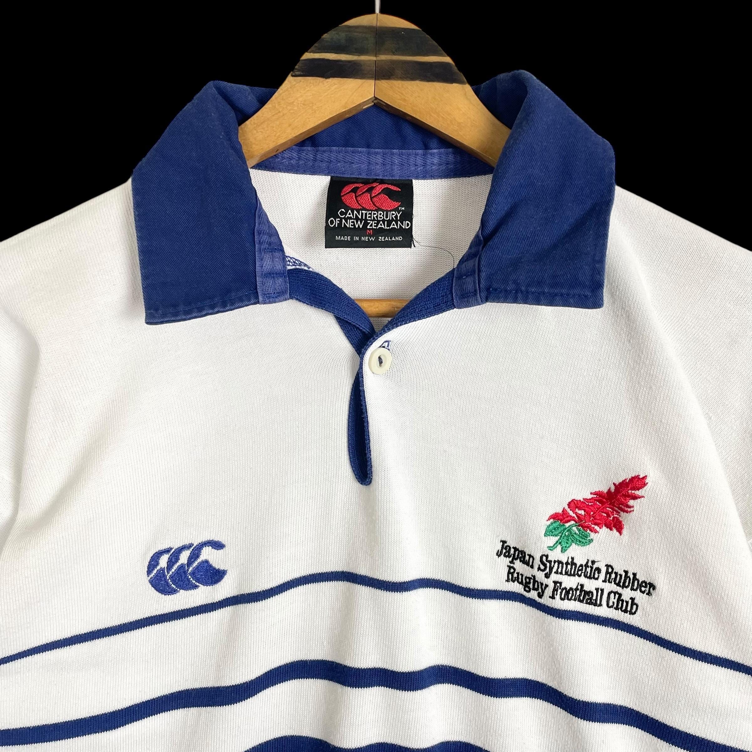 Vintage 90s Canterbury Japan Rugby Polo Shirt - Striped Logo
