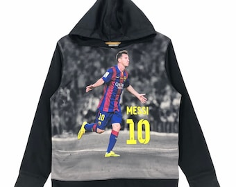 FC Barcelona Lionel Messi 10 Full Print Hoodie Pullover Official Merchandise Size S