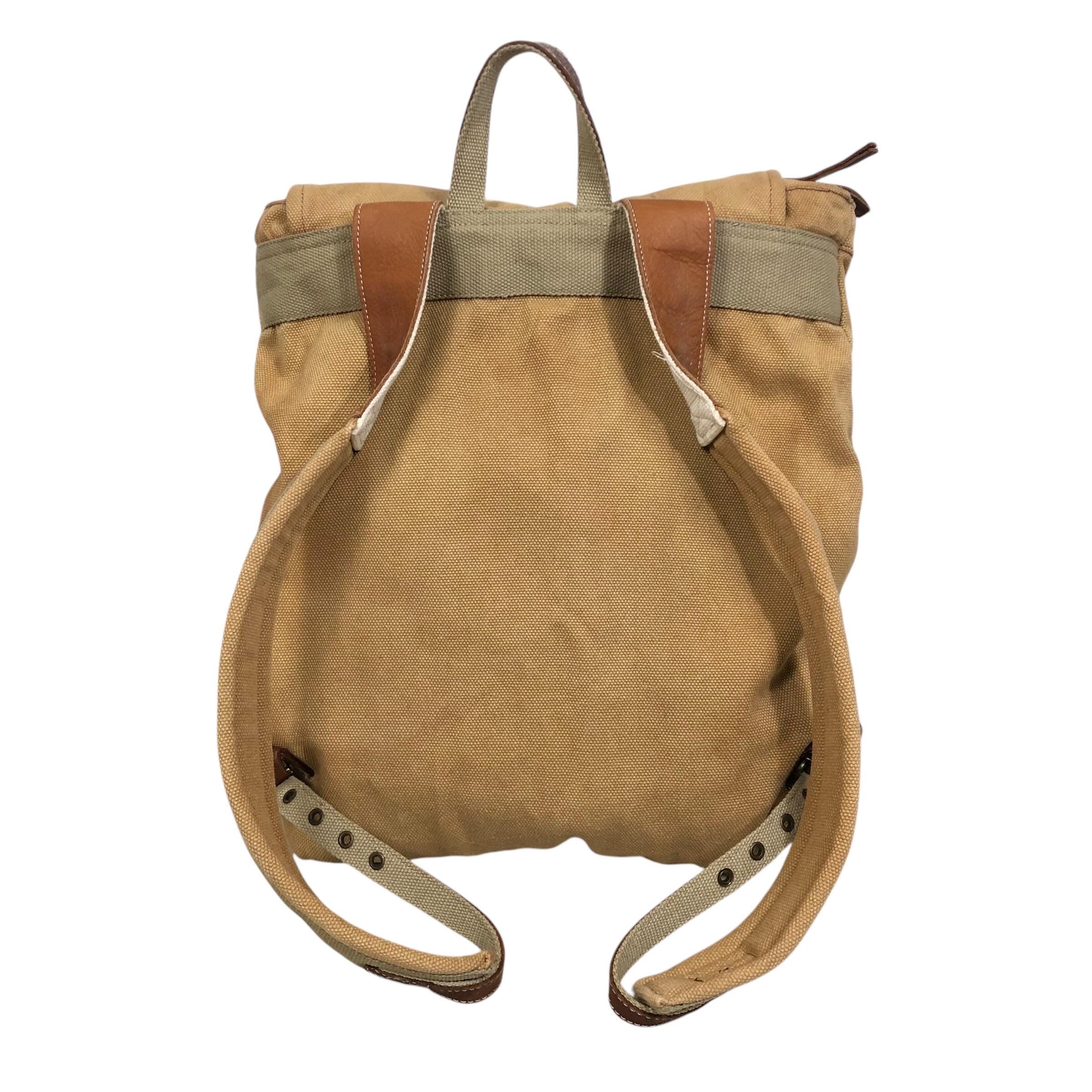 Vintage Avirex Canvas Backpack: Leather Straps, Military Ration